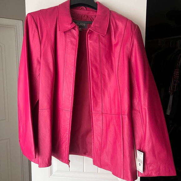 Wilsons Leather Pink Leather Jacket Modern Structured Design - Picture 3 of 5